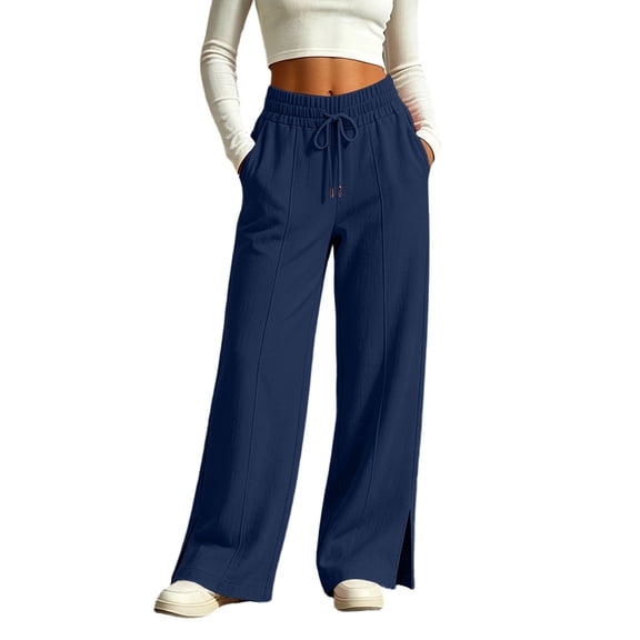 Wide Leg Sweatpants for Women Fashion Casual Straight Solid Color Loose Pants Gym Workout Training