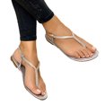 thumbnail image 1 of CUITING Flip Flops Sandals Rhinestone Toe Separator Women Strappy Flat Anti Skid Sandals for Beach Silver 40, 1 of 5