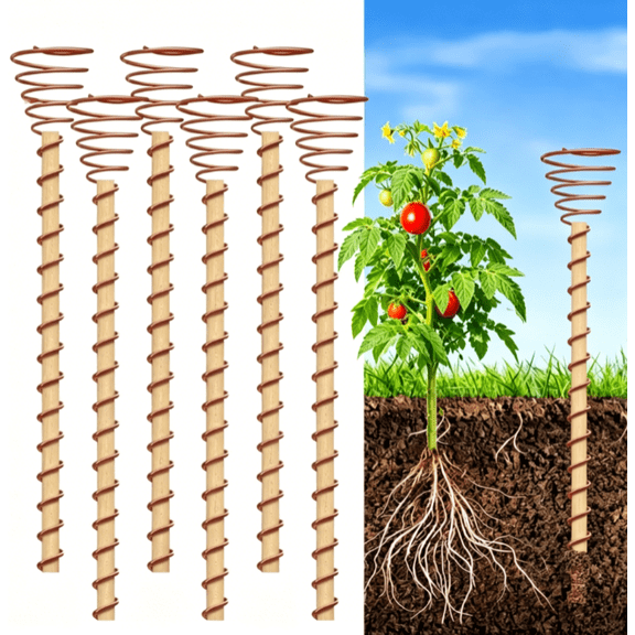 Copper Garden Stakes, 6 Pack 12" Rods for Garden, Electroculture Copper Wire and Stake for Growing Vegetable Garden Plants Support