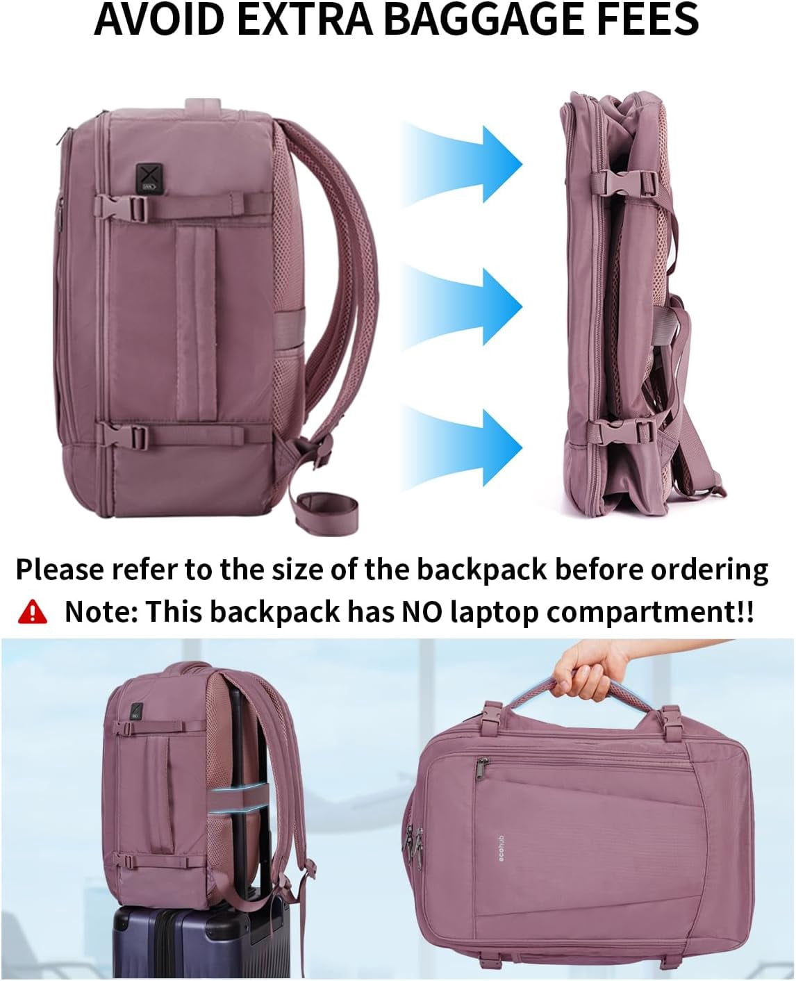 Men's Business Backpack 25L Carry-on Travel Backpack With USB Charging Port Flight Approved Waterproof Full Open Weekender Bag With Side Handle