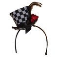 thumbnail image 1 of Checkered Mini Top Hat Headband with Feathers & Flower, 1 of 2
