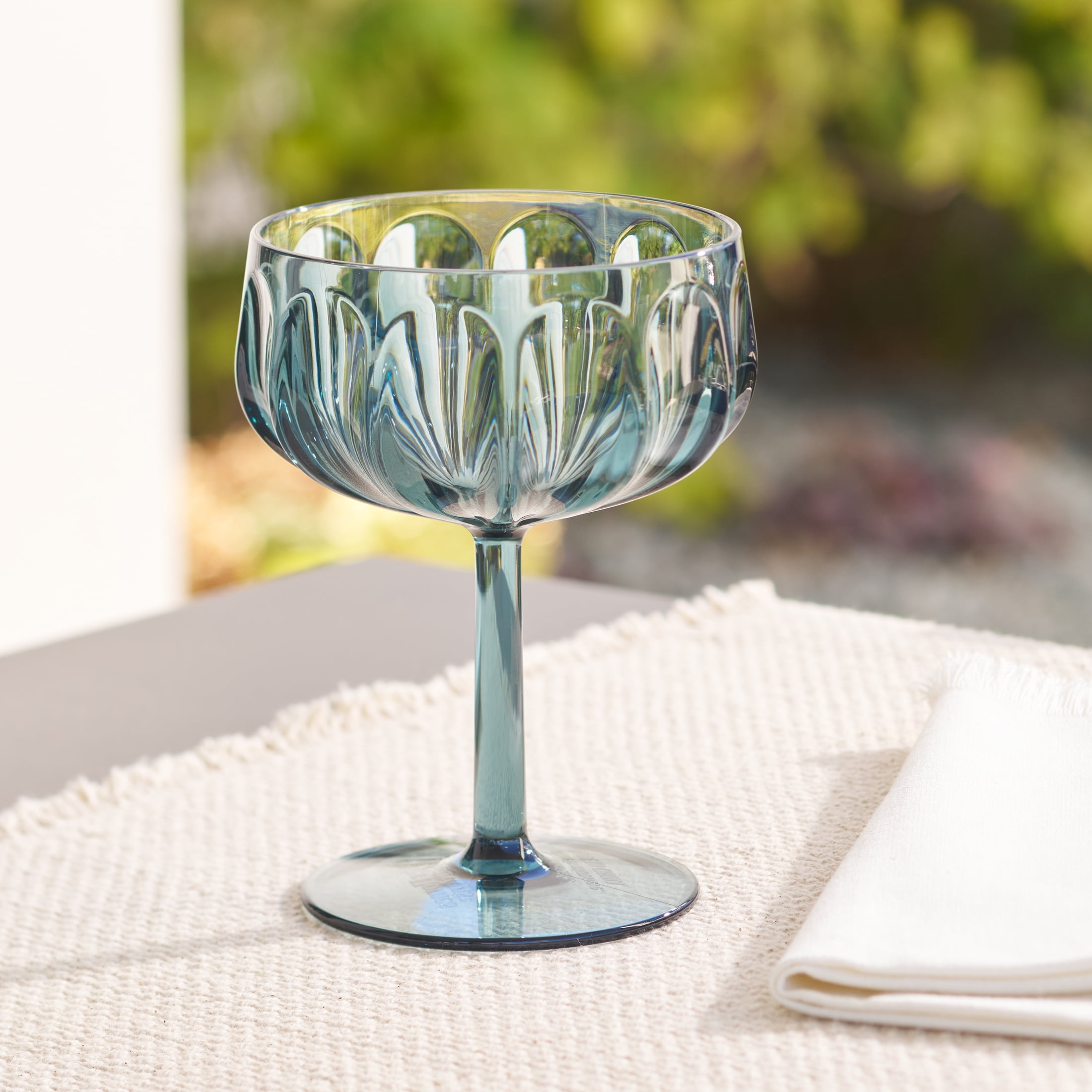 Better Homes & Gardens 13-Ounce Tritan Plastic Coupe Glass, Blue