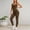 Coffee, variant on Women's Jumpsuit Long Sleeve Workout Bodysuit with Removable Padding Wide Straps for Yoga Gym Fitness
