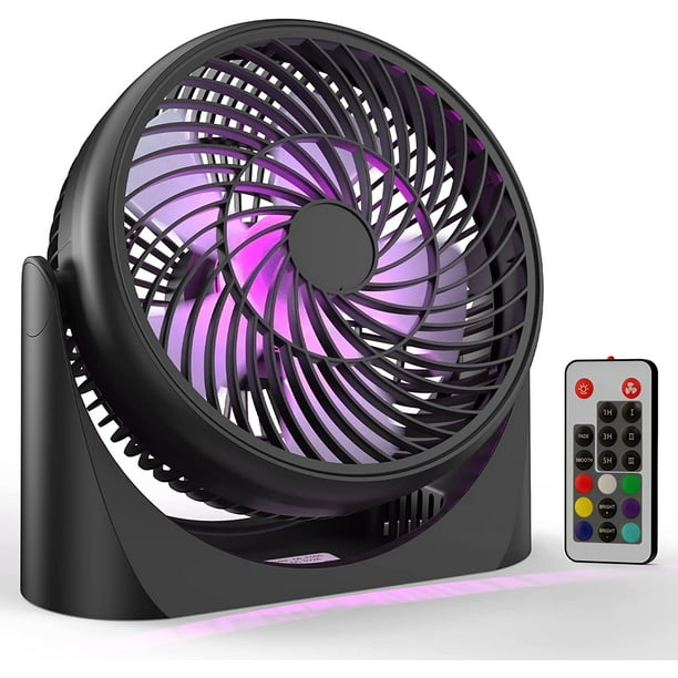 Table Fan 8 inch with Remote Control with 3 Timers Multicolor Light 3 Speeds USB Table Top Fan 360 Rotatable Walmart