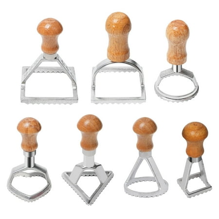 

Trayknick Pasta Pocket Maker Pasta Molds 7 Pcs Food Grade Stainless Steel Cooking Molds with Wooden Handle Pasta Shape Makers Ravioli Cutters for Perfectly