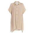 thumbnail image 6 of Time and Tru Women's Button Down Coverup, Sizes XXL/XXXL, Lightt Tan, 6 of 6