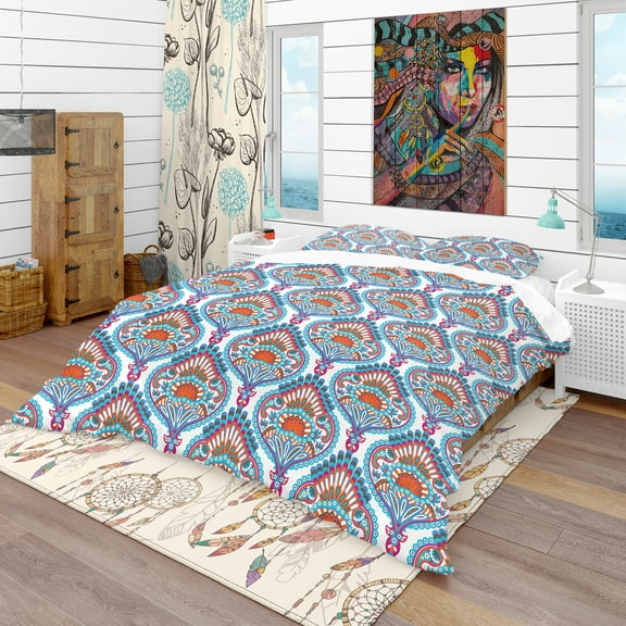 Designart 'Damask Pattern' Bohemian & Eclectic Duvet Cover Set
