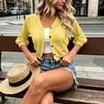 thumbnail image 4 of Plebaso Womens Cropped Cardigan 3/4 Sleeve V Neck Button down Long Sleeve Casual Cardigans for Dresses, 4 of 6