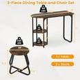 thumbnail image 3 of Costway 3 PCS Dining Table Set, Wooden Metal Kitchen Table & 2 Stools with Storage Shelves Rustic Brown+Black, 3 of 10