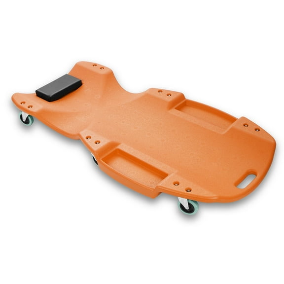 48 Inches Red Heavy-Duty Low-Profile Roller Automotive Creeper with Padded Headrest Orange
