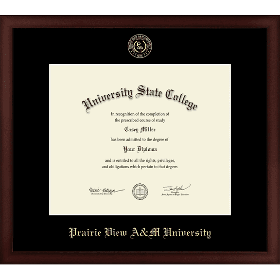 Prairie View A&M University Diploma Frame, Document Size 12" x 10"