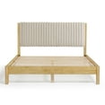 thumbnail image 2 of Furniture of America Elra Queen Solid Wood and Boucle Fabric Platform Bed, Natural, 2 of 19