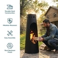 thumbnail image 5 of Sunnydaze 50" Santa Fe Black Finish Steel Wood-Burning Chiminea with Wood Grate, 5 of 15