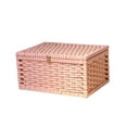 thumbnail image 4 of Cesta de almacenamiento con tapa, rectangular, con marco de madera, multiusos para el hogar rosa, 4 of 9