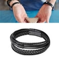 thumbnail image 6 of PU Leather Braided Bracelet Men Black Simple Fashionable Alloy Buckle Woven Bracelet Jewelry Accessory, 6 of 8