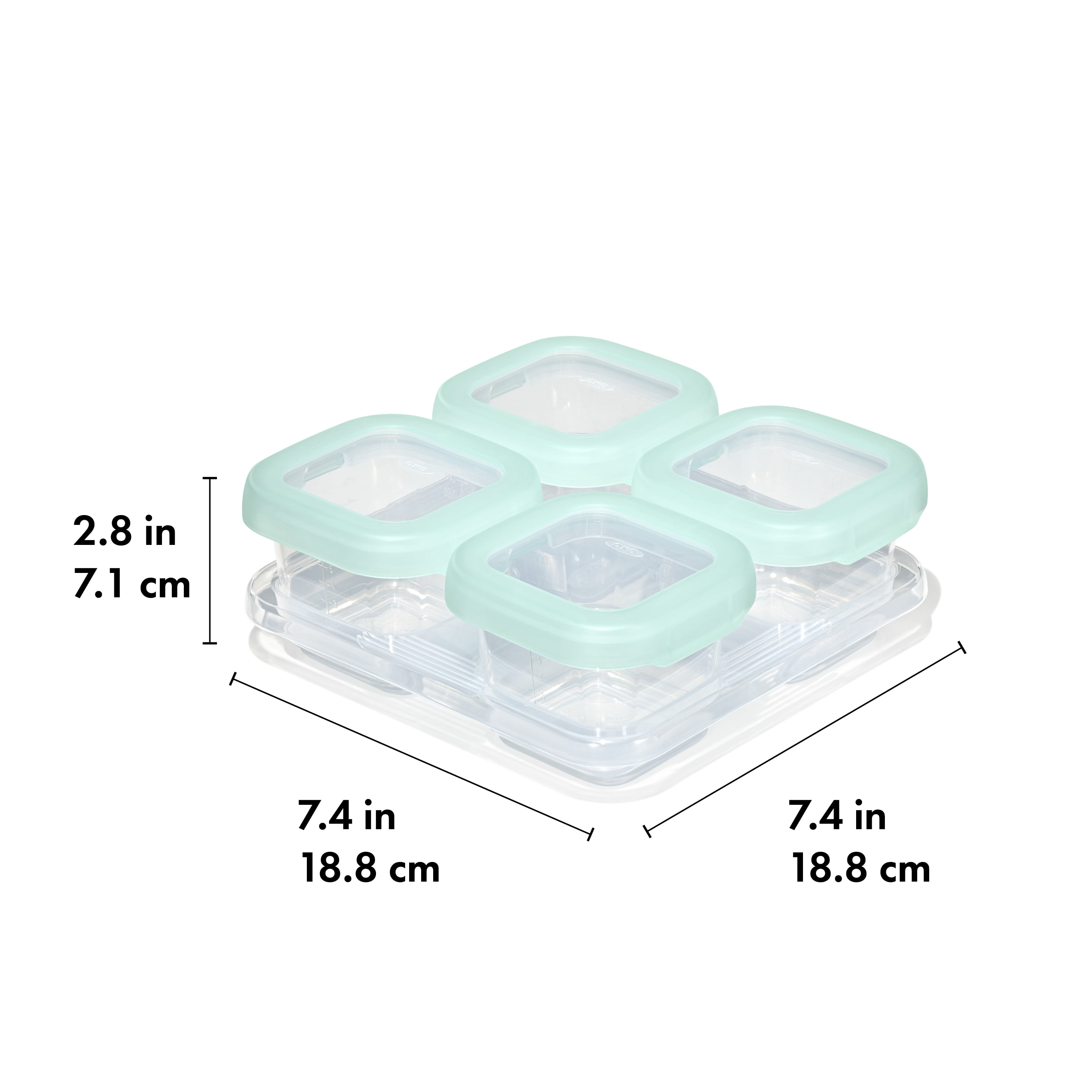 OXO Tot Baby Blocks Food Storage Containers, 6 oz, Opal, 4-Pack, For Infants Ages 0-12 Months
