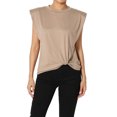 thumbnail image 1 of TheMogan Women's Power Padded Shoulder Buttery Soft Crew Neck Muscle Tank Top, 1 of 7