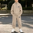 thumbnail image 4 of Xdegoge Tween Boys Clothes 2 Piece Outfits Long Sleeve Half Zip Pullover Sweatshirt and Athletic Jogger Sweatpants Set with Pockets Fall Winter Casual Sports Sets, 4 of 9