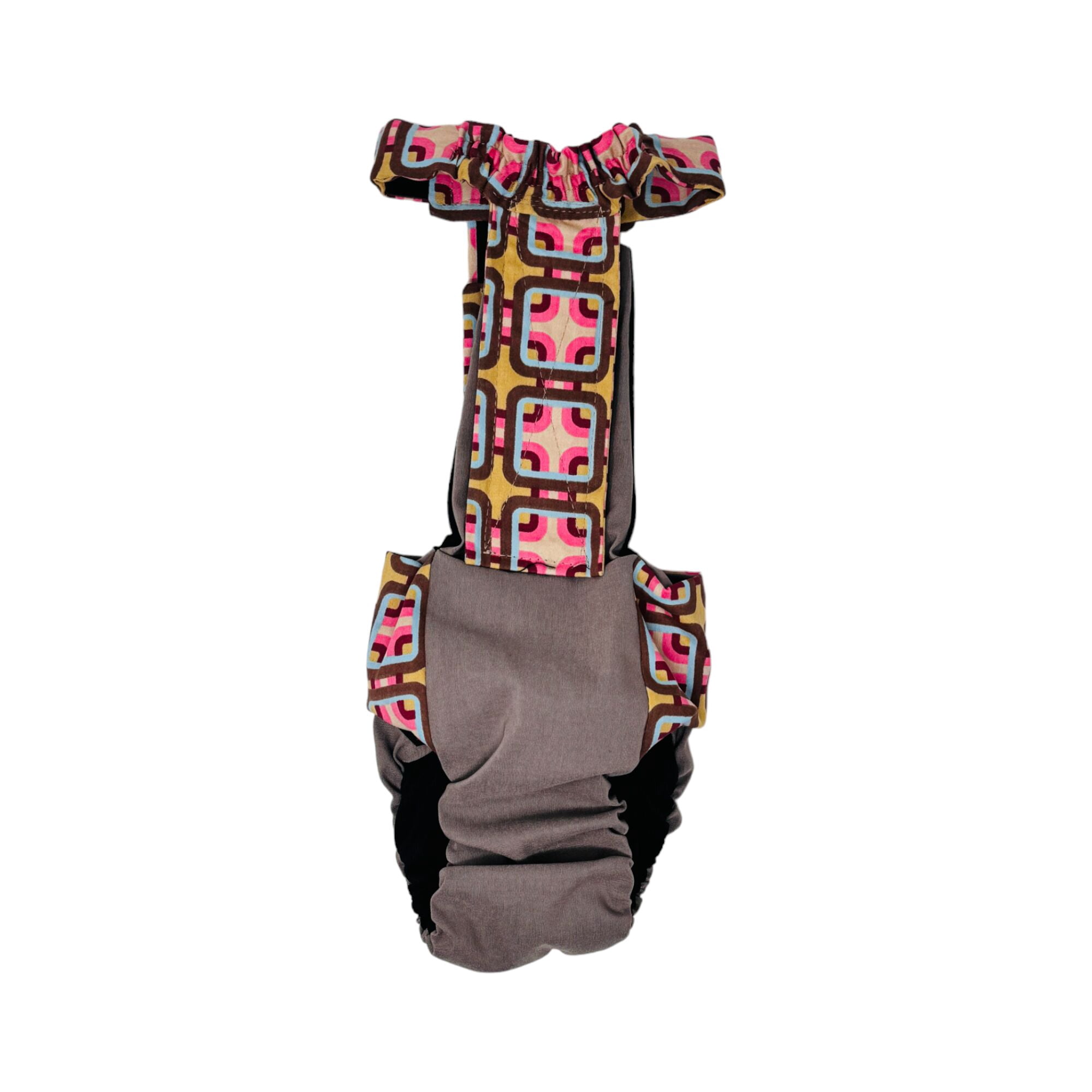 Barkertime Mid Century Pop on Beige Dog Diaper Overall