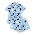 thumbnail image 4 of Womens Halloween Pajama Sets Short Printed Short Sleeve Shirt Summer Fall Loose Casual Loungewear Light Blue M, 4 of 4