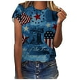 thumbnail image 1 of Lilgiuy Women Graphic T-shirt Independence Day Printed Tops Round Neck Short Sleeve Pullover Blouse, 1 of 4
