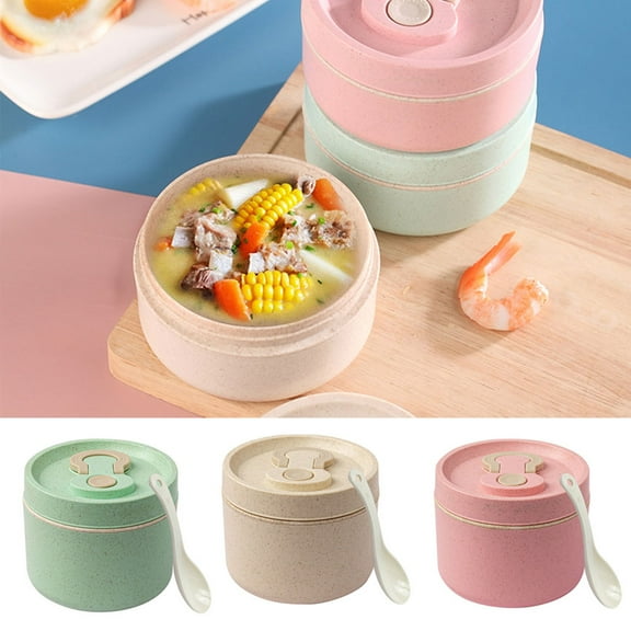 650ML Portable Thermal Lunch Container For Kid Adult, Keep Food Warm Insulated Bento Lunch Box, Leakproof Food Container