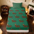 thumbnail image 4 of Manfei Dachshund Twin Sheets Christmas Bedding, Blue White 3pcs (1 Flat Sheet, 1 Fitted Sheet and 1 Pillowcase), 4 of 6