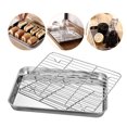thumbnail image 4 of Stainless Steel Baking & Grilling Set with Cooling Rack - 430 Tray & 201 Mesh for Home/Hotel/Restaurant Use, Ideal for Barbecue, Pastry, Fruit Serving, Silver Color, Multiple Sizes Available (Minimum, 4 of 7