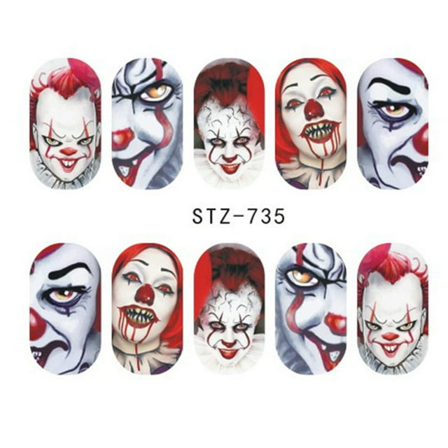 braveheart Watermark Nail Sticker Tatoos Halloween Eye nail wrap Colorful Eyes Skull Element Nail Wraps DIY Manicure Sticker
