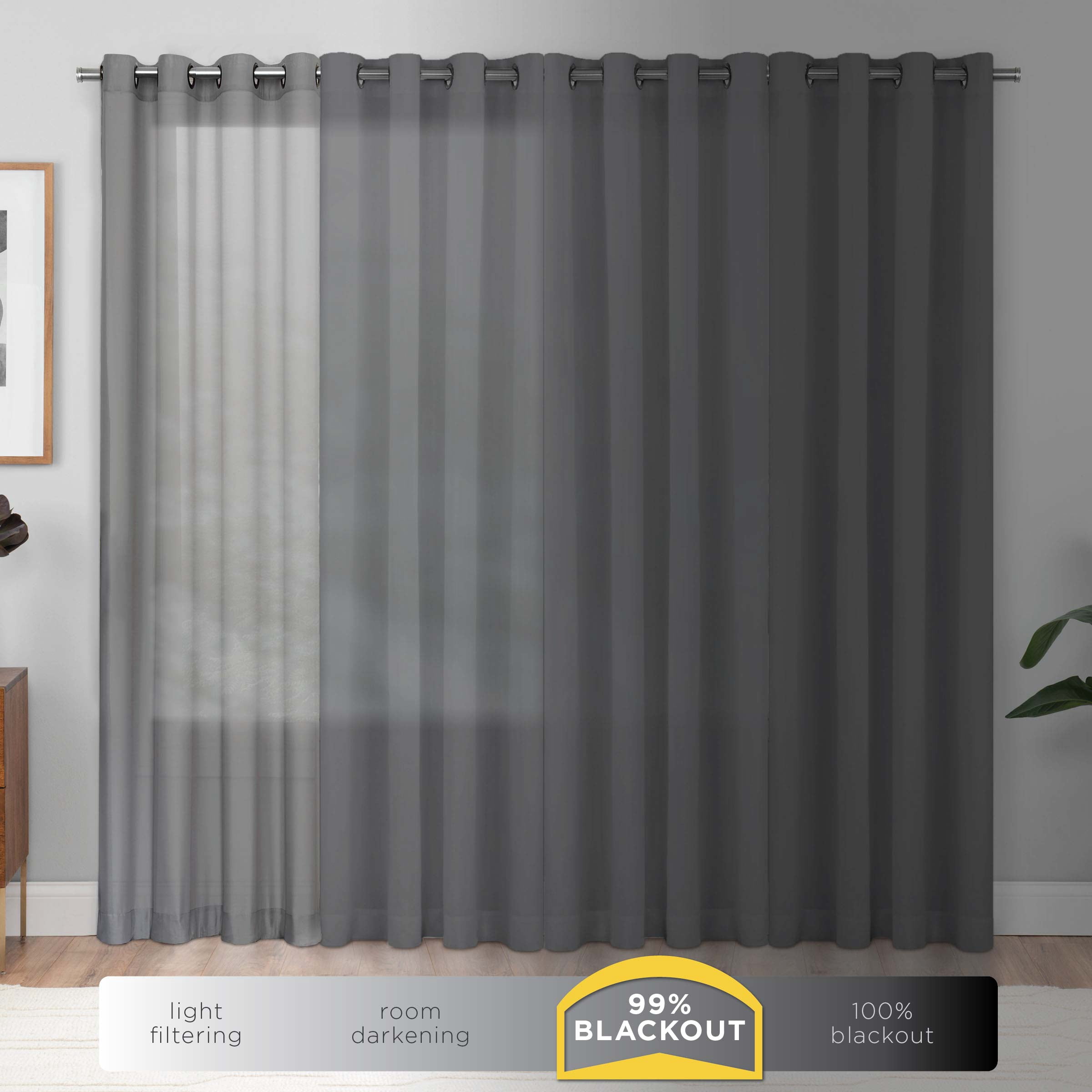 Eclipse Kenley Solid Color Blackout Rod Pocket Single Curtain Panel, Espresso Brown, 52 x 84