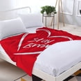 thumbnail image 3 of Durable Soft & Warm Flannel Blanket - Cozy Red Heart Design with ' Stay Strong ' in Cursive Perfect for Sofa Travel Bed & Chair, 3 of 7
