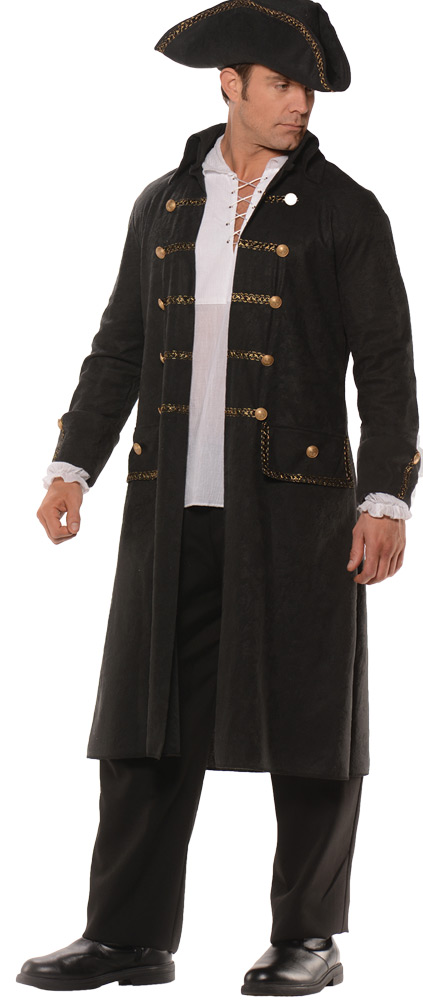 Black Pirate Coat Set Men's Adult Halloween Costume, One ...