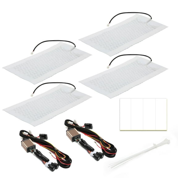 Woudy Car Seat Heater Kit 12V 100W Carbon Fiber Heating Pads 3-level Switch Fit 2 Seat