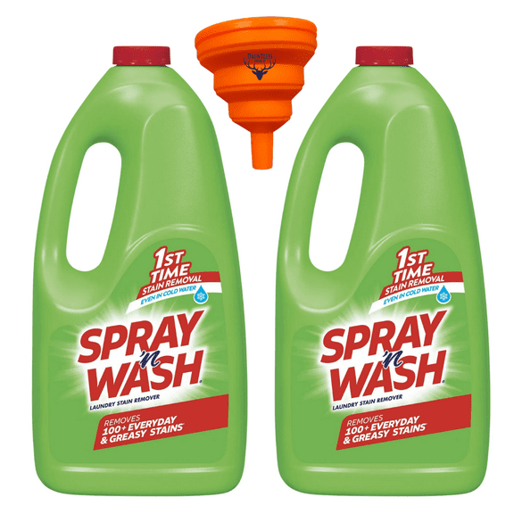 Spray 'n Wash Pre-Treat Laundry Stain Remover Refill, 60oz Bottle Pack of 2, with Dauntless Merch Easy Fill Funnel