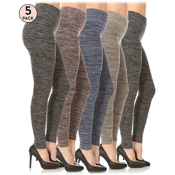 MAZE COLLECTION Ladies 5 Pack High Waist Leggings Fleece Lined