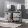 thumbnail image 2 of 3-Drawer Solid Wood Nightstand - 2 Pack - Gray, 2 of 6