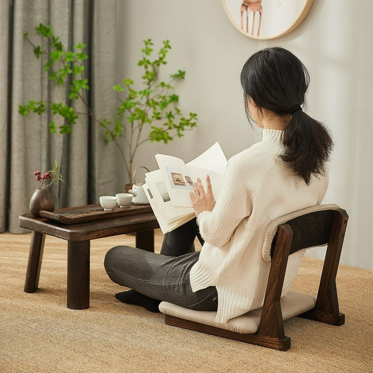 Japanese Floor Chair Tatami Zaisu Meditation Chair Indoor Outdoor with Back Support Bed Chair Yoga Chair Legless Chair Floor Seating Wood with
