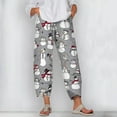 thumbnail image 2 of CLOOCL New Pants Women Cute Snowman Printing Harajuku Slacks Elastic Waist Trousers, 2 of 6