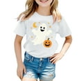 thumbnail image 4 of Weebloom Kids Halloween T Shirts Pumpkin Short Sleeve Tee Shirt Casual Fashion Base Layer Comfortable Leisure Dailywear White 5-6 Years, 4 of 4