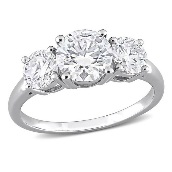 2.25 Carat (ctw) Lab-Created Three-Stone Moissanite Engagement Ring in Sterling Silver