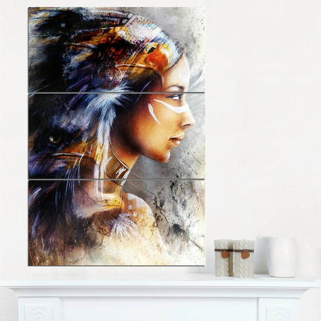 Design Art - Femme avec Aigles Cheval Blanc