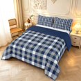 thumbnail image 2 of Manfei Vintage Grid King Size Comforter Sets,Modern Check Comforters King Size,Navy Gray White,Navy Blue Reversible,3 Pieces,1 Comforter and 2 Pillowcases,3 Pieces,1 Comforter and 2 Pillowcases, 2 of 7