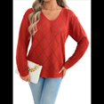 thumbnail image 3 of Suéter de Crochet para Mujer, Top de Larga Calada, Conjuntos de Otoño, Moda Naranja-Rojo L, 3 of 10