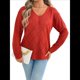 thumbnail image 3 of Suéter de Crochet para Mujer, Top de Larga Calada, Conjuntos de Otoño, Moda Naranja-Rojo L, 3 of 10