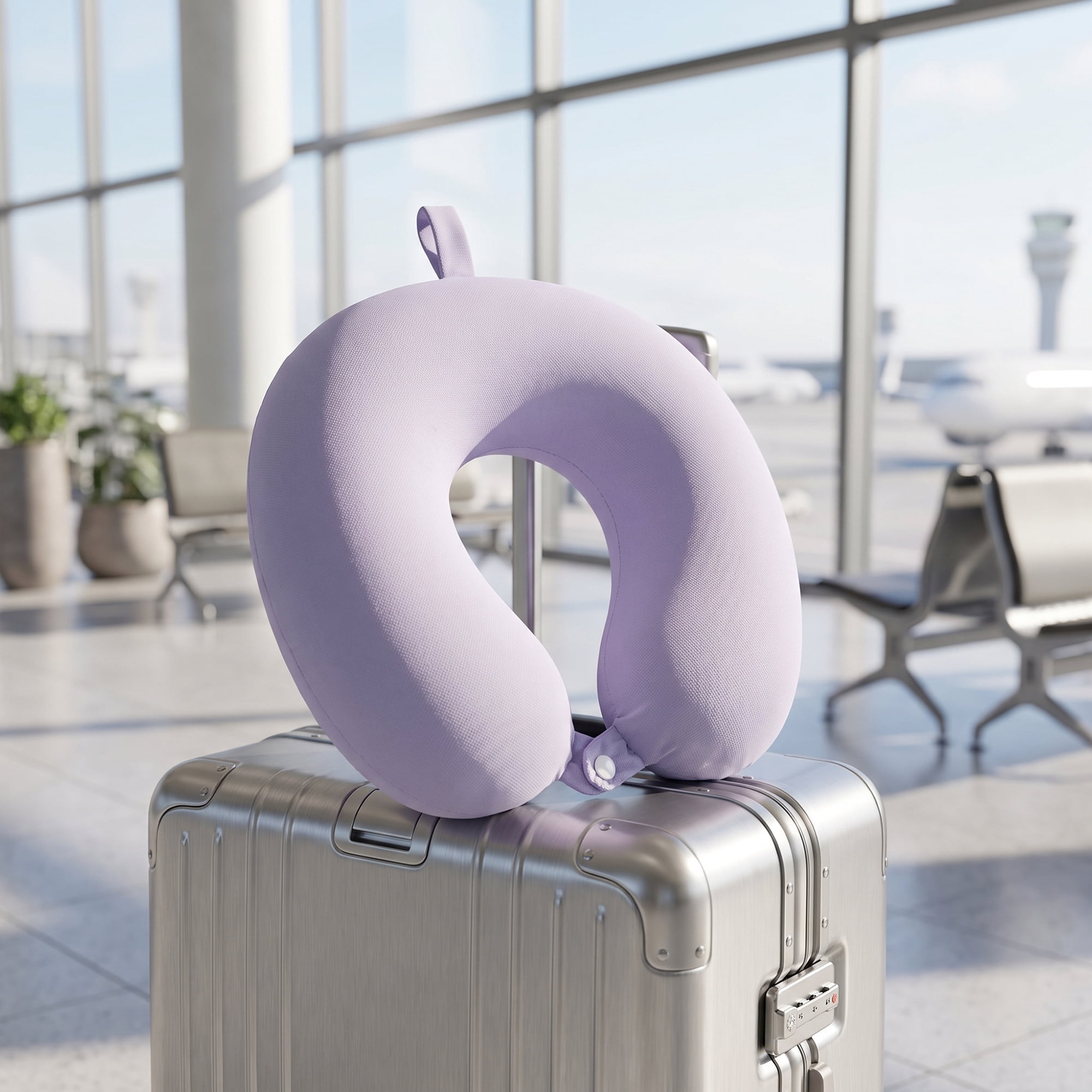 Unique Bargains Memory Foam Travel U Shape Neck Pillow Head Rest Purple 12"x12"x4"