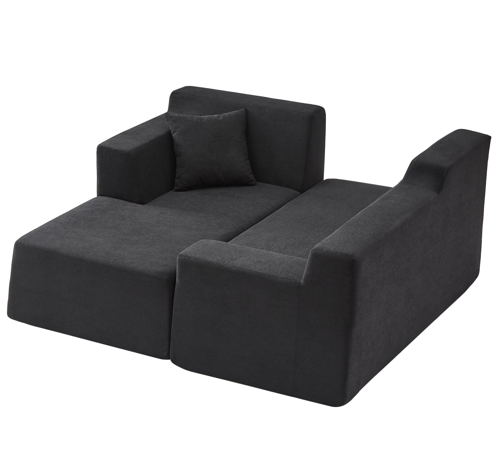 Aukfa 97" Cloud Sectional Sofa Trapezoid Boneless Couch Modular Sofa Bed for Living Room, Left Chaise, Black