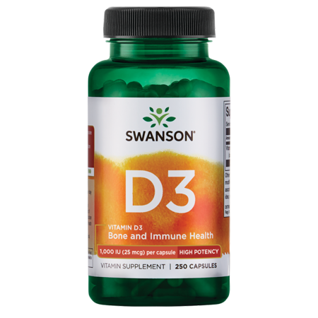 Swanson High Potency Vitamin D3 Capsules, 1,000 IU, 250 Count