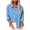 Blue, variant on Womens Shirts Blouse Linen Lapel Neck Long Sleeve Light Blouse Loose Fit Casual Work Top With Pocket Stylish Ladies Tops