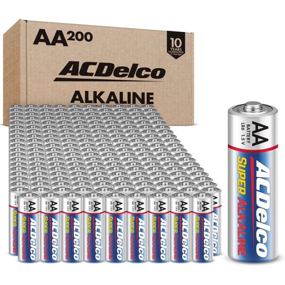 ACDelco Piles AA 200 Unités, Pile Super Alcaline, Durée de Conservation de 10 Ans, Emballage Refermable