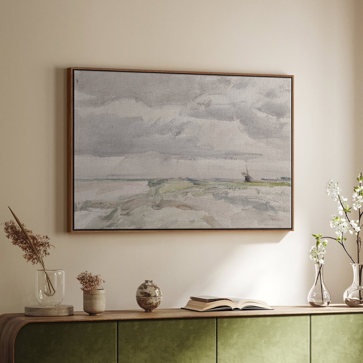 Vintage Landscape-CCCXLI By Wexford Home Framed in Walnut Wood Gallery Wrapped Canvas 17 in. x 25 in.